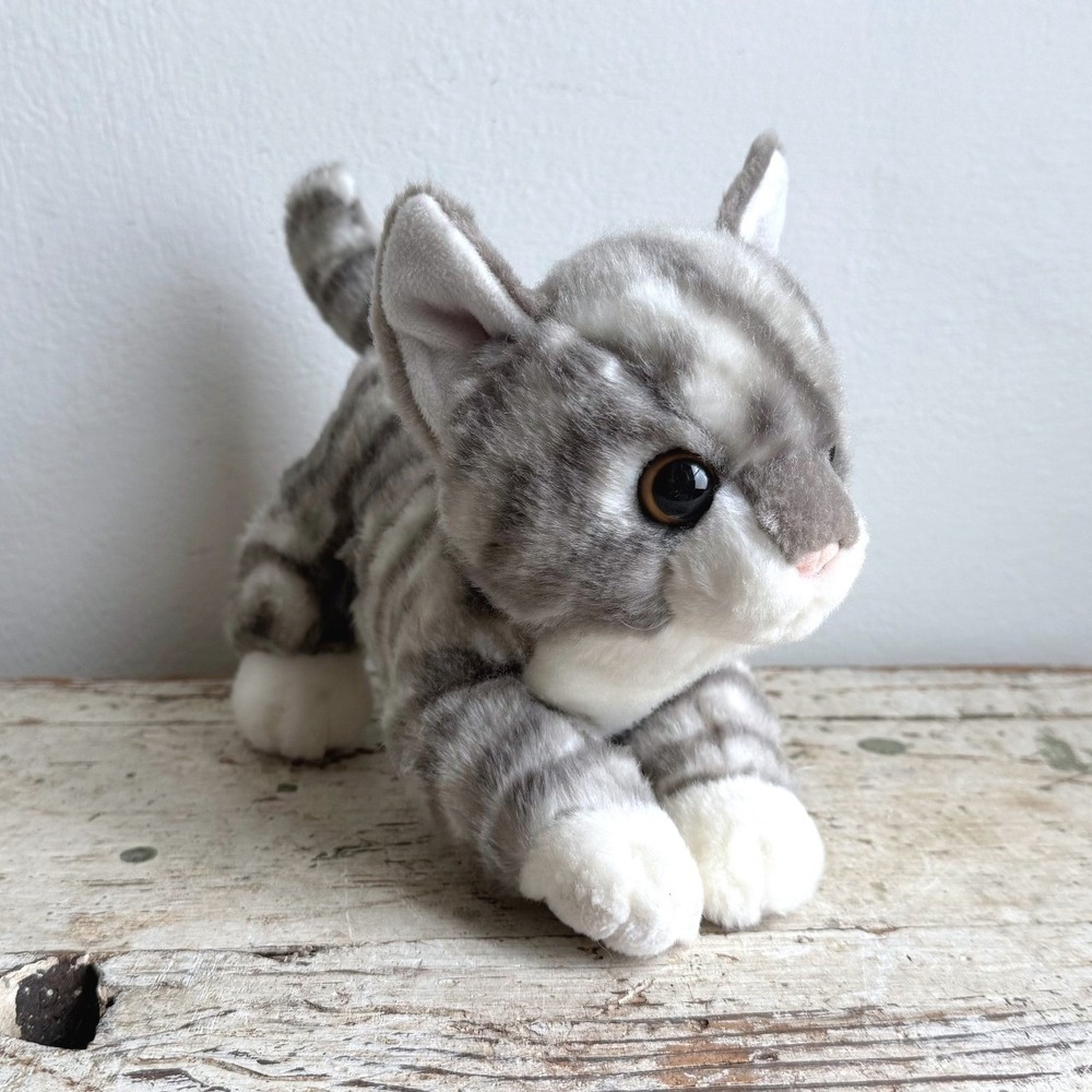 Miyoni by Aurora Grey Tabby Kitten Plush Stuffed Animal Realistic Cat 10 inch